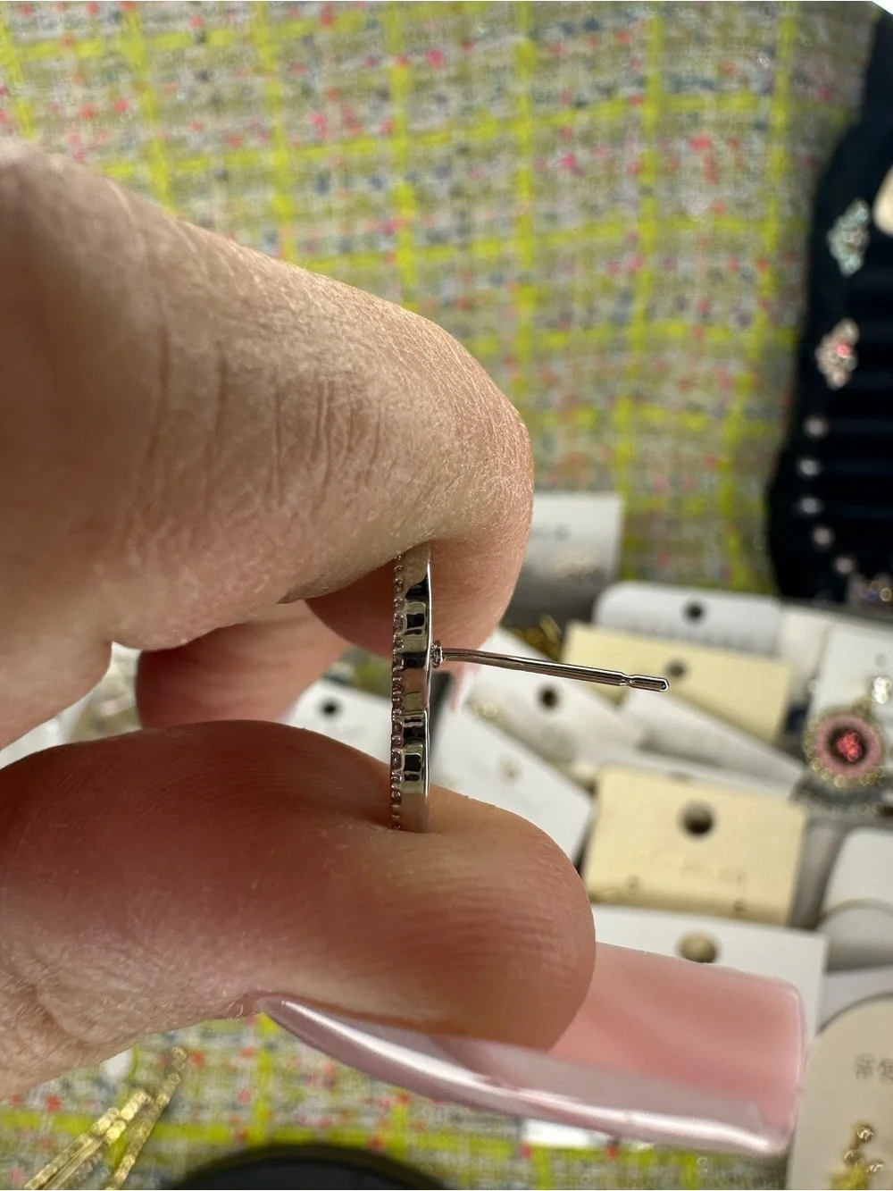 A great Silver Leaf Blue Enamel Drop Earrings by